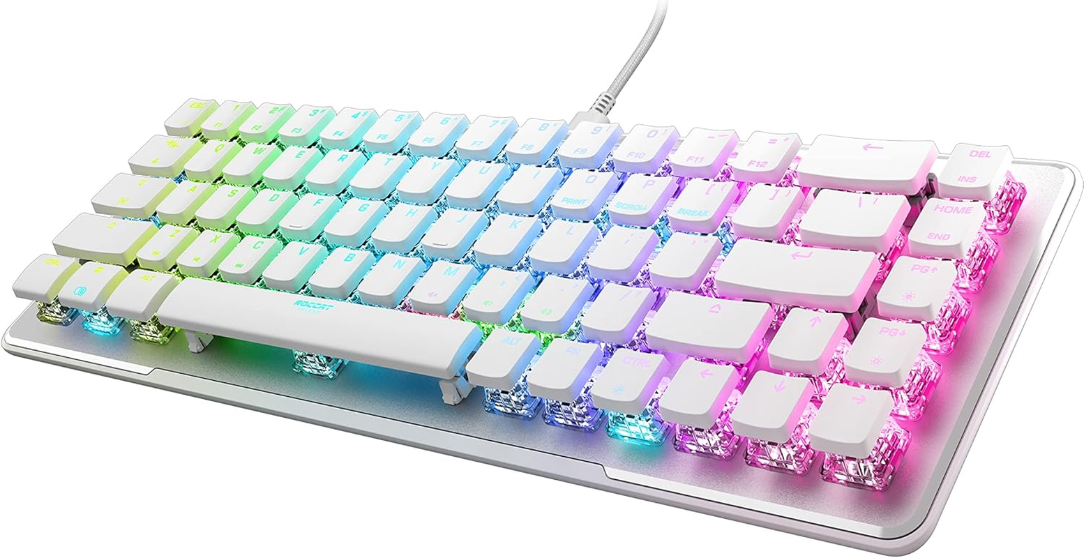 ROCCAT Vulcan II Mini &ndash; 65% Optical Gaming Keyboard with Customizable RGB Illumination, Detachable Cable, Button Duplicator Technology, On-Board Profiles, Aluminum Plate, 100 Million Keystroke Durability - White - White, White image number 2