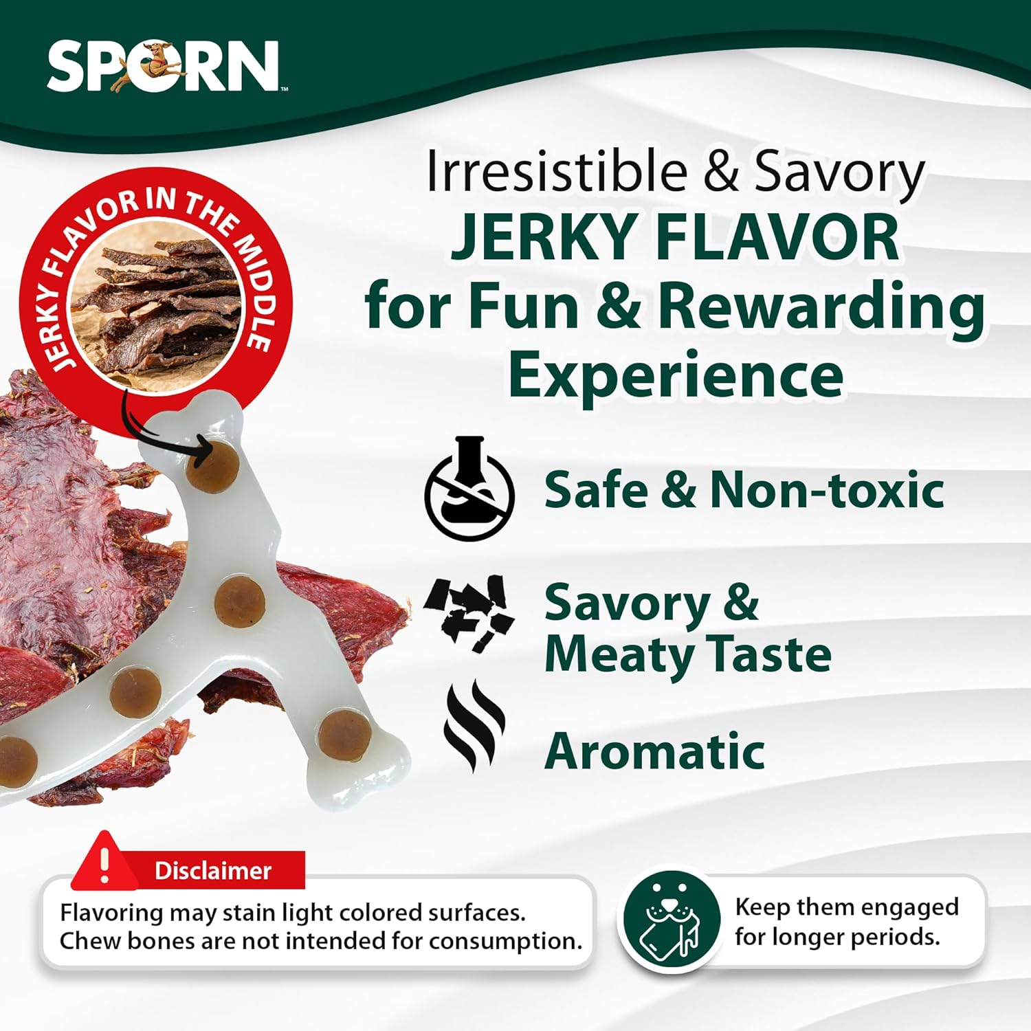 Sporn Durable Jerkey Favour Marrow Chew T-Bone Dog Toys White Small image number 4