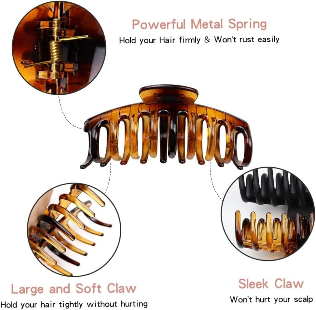 Lijuanwang Large Hair Clips, Pack of 3 Plastic Hair Claw Clips, 11 Cm Non-Slip Hair Jaw Clips, Vintage Simple Non-Slip Hair Clips, Hair Clips, Women'S Thick Hair, for Women and Girls image number 3