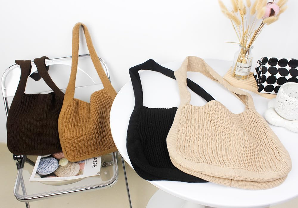 Namzi 1Pc White Knitted Bags，Stylish Solid Color! Perfect for Travel, Must Have in Luggage and Travel Gear image number 4