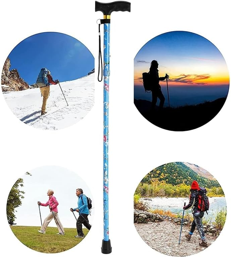 Senior Folding Cane, Hiking Cane, Hiking Cane, Senior Folding Cane, Senior and Adult Folding Cane, Mobility Aid, Men'S and Women'S Folding Pocket Cane (Blue) image number 1