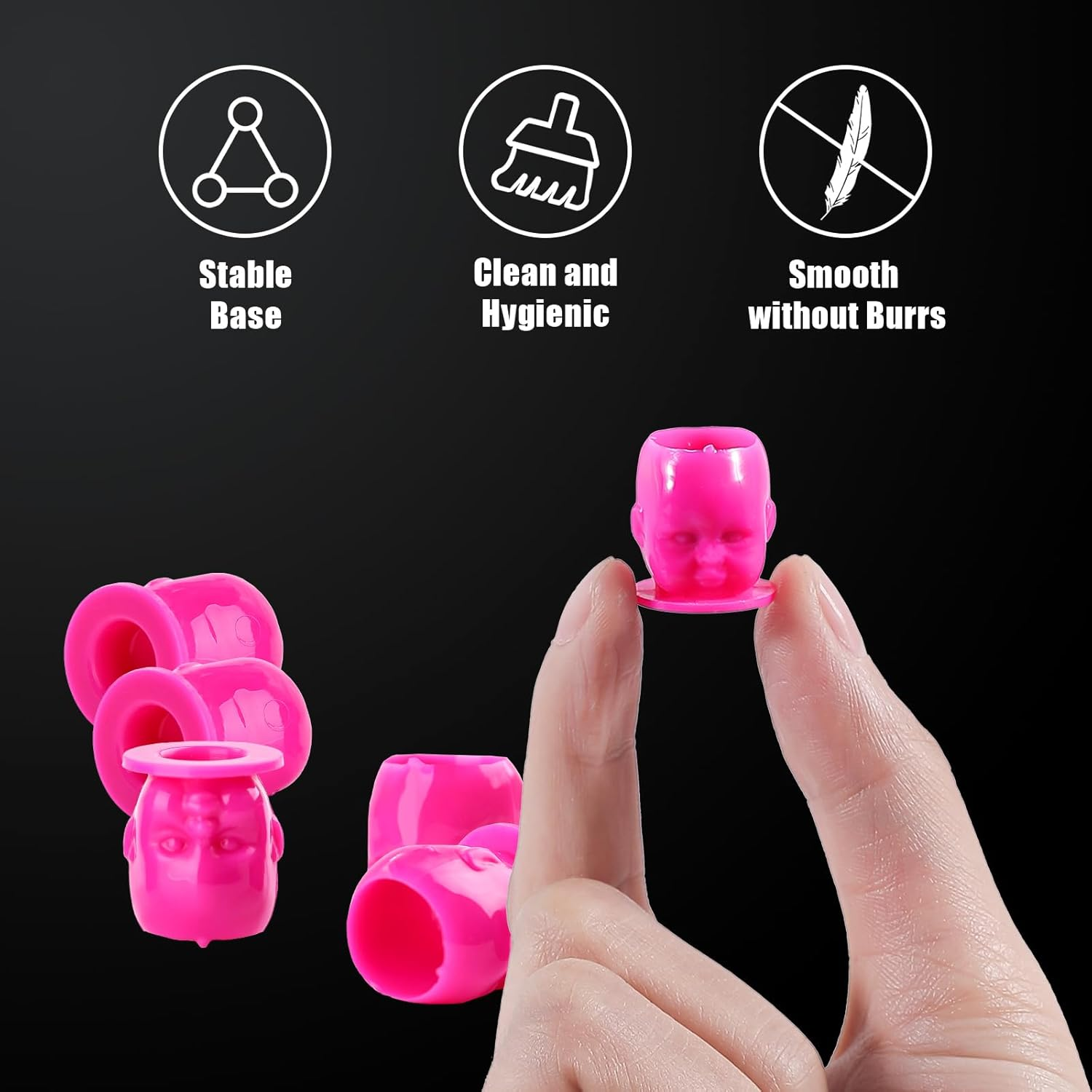 YILONG 200PCS Disposable Tattoo Ink Caps Doll Tattoo Ink Cups with Stable Base Permanent Makeup Pigment Holder Container Cap Tattoo Accessory Tattoo Supplies,Rose Red - Doll 200Pcs-Black image number 7