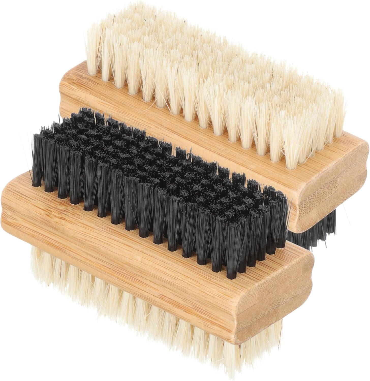 2Pcs Multi-Function Bamboo Fingernail Brush Thin Nail Brush for Shoes Hands Feet image number 1