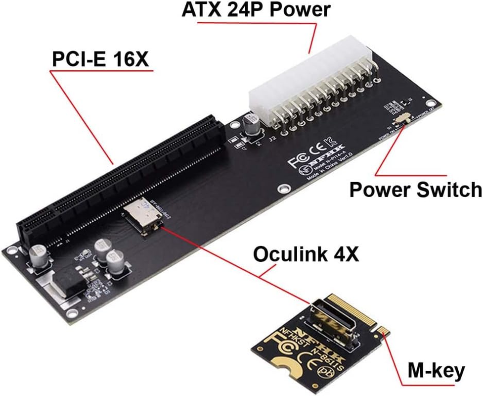 Cablecc PCI-E 3.0 M.2 M-Key to Oculink SFF-8611 SFF-8612 Host Adapter for GPD Win Max2 External Graphics Card & SSD image number 3
