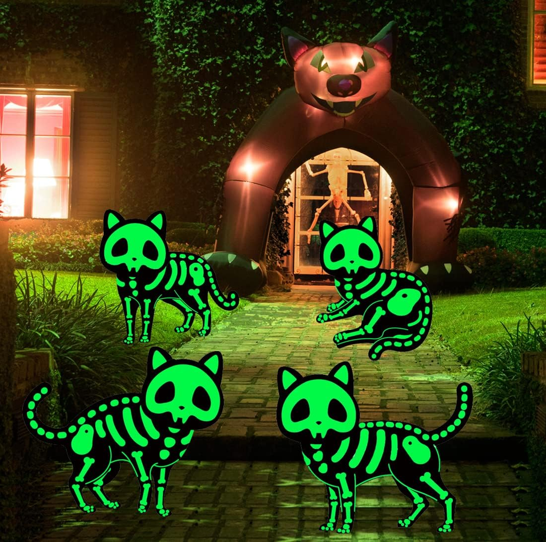 Halloween Decoration Outdoor - Reflective Black Cat for Halloween Yard Sign and Halloween Party Decoration - Halloween Reflective Cat for Luminous Decoration, Holiday Decoration, Scary Yard Sign, Holiday Party Props (4PCS) image number 4