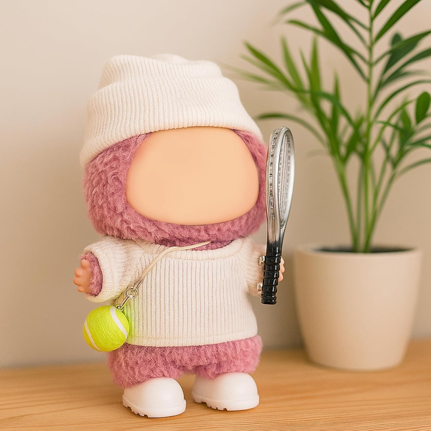 17 Cm Doll Clothes，Clothing Accessories Compatible with 5.91-6.7 Inch Dolls，Sports Style Doll Set Outfits (5-Piece Set), Includes Top + Pants + Tennis Racket + Ball Charm + Shoes (White)