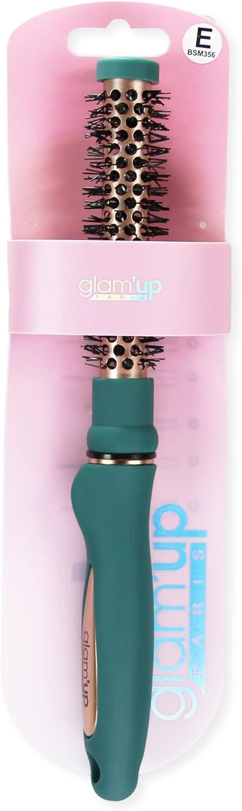 Glam'Up Paris round Brushing Brush - Mini Brush with Thermal Ceramic - Long Lasting - Ideal for Short and Medium Hair - Green Rose Gold image number 2