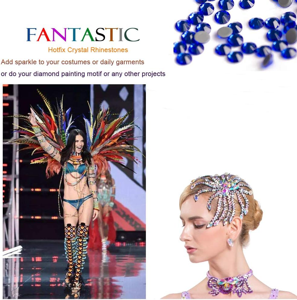 Towenm SS30 6.5MM Hotfix Crystals Glass Rhinestone, Flatback Hot Fix round Gems Crystal Stones for Clothes Crafts (Sapphire/Blue, 288 Pieces) image number 7