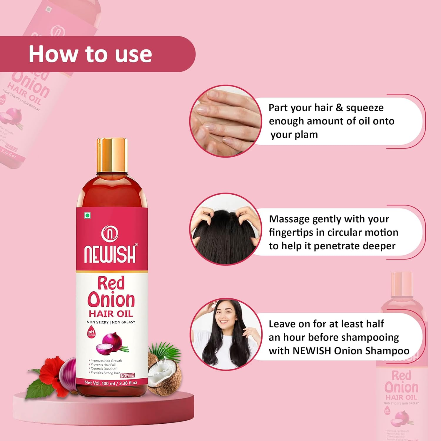 Newish&reg; Onion Hair Oil for Hair Growth & Hair Fall Control (100Ml) image number 6