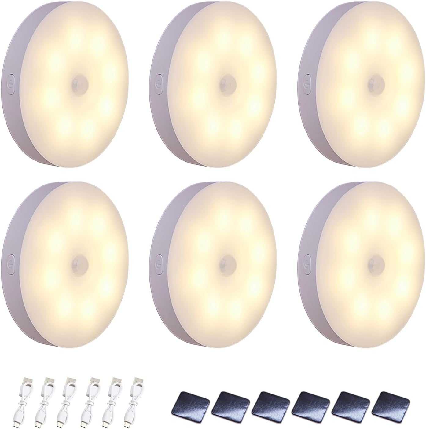 [6 Pack] LED Motion Sensor Night Light, Rechargeable, 3 Color Strip Light, USB Powered, Magnetic Mount, Auto On/Off, Wireless Human Body Sensor for Bedroom, Closet, Hallway, Anywhere Stair Light image number 4