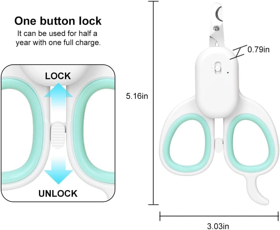 Pet Nail Clipper with LED Light, Cat Claw Trimmer with Ultra Bright LED Light for Nail Bloodline to Avoid over Cutting, Sharp Angled Blade Grooming Tool for Dog Cat Rabbit Small Animals image number 4