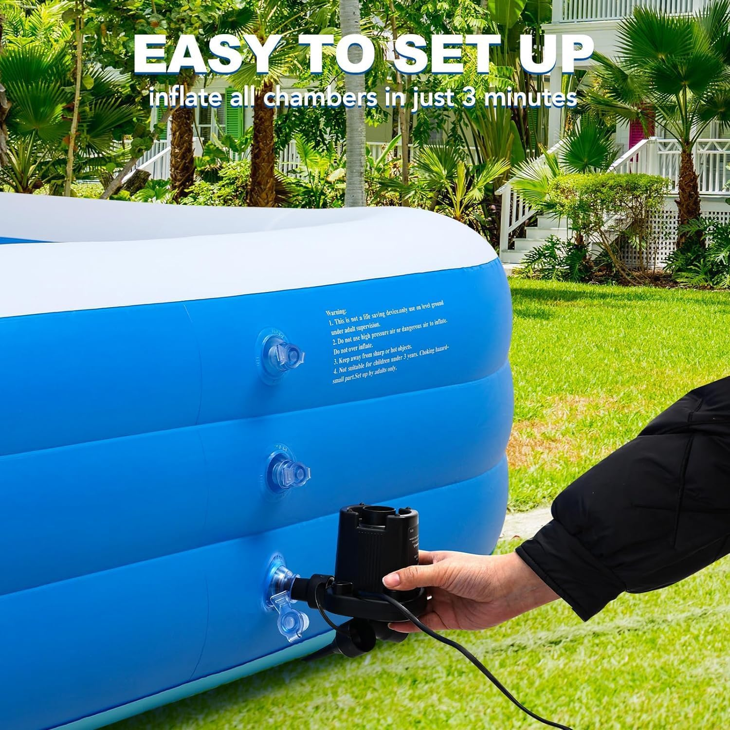 PFATURKHN Inflatable Swimming Pool, 260Cm Giant Inflatable Deep Pool,Paddling Swim for Family Backyard,Triple Safety Chambers, Soft Floor, Bpa-Free