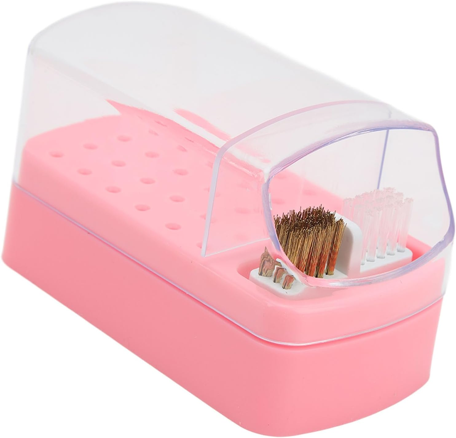 Nail Drill Bit Cleaner Holder, Space Saving 30 Holes Nail Drill Bit Cleaning Brush Holder, Compact Dustproof for Home Nail Technician (Pink) image number 6