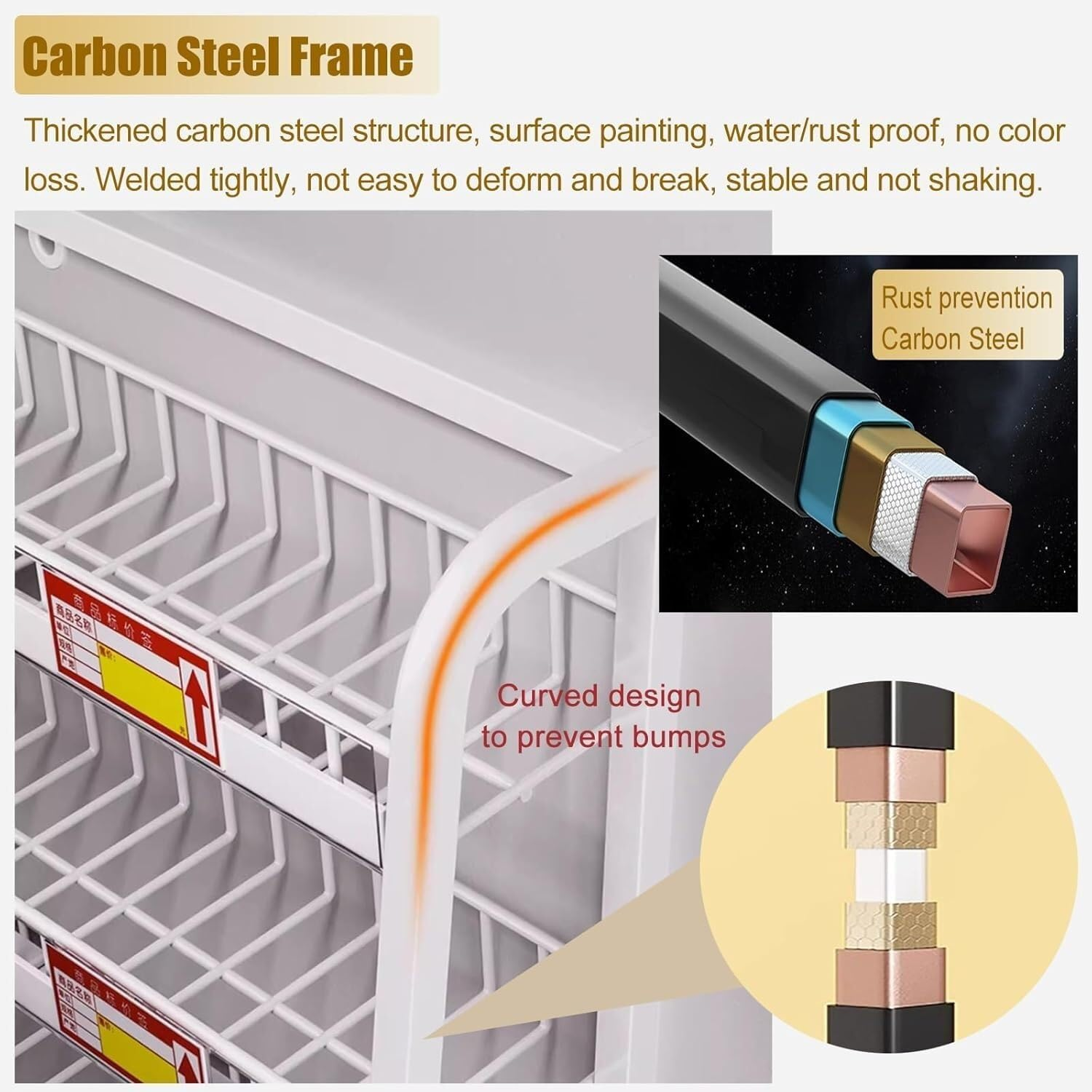 Snack Storage Rack Storage Baskets， Supermarket Shelf Label Holder Standing(Black,W60Cm(24In)) image number 2