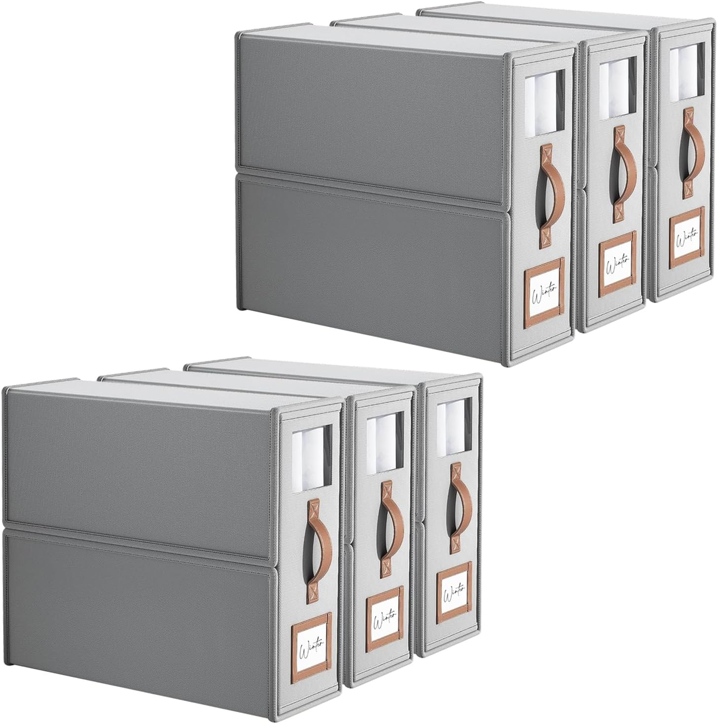 Foldable Bed Sheet Organizer & Storage Box for Linen Closet &ndash; Duvet Cover & Bedding Storage with Handle, Space-Saving Wardrobe Organiser, Saving Wardrobe Organiser (Beige, 8 Pack-King Size-3.7 Gal)