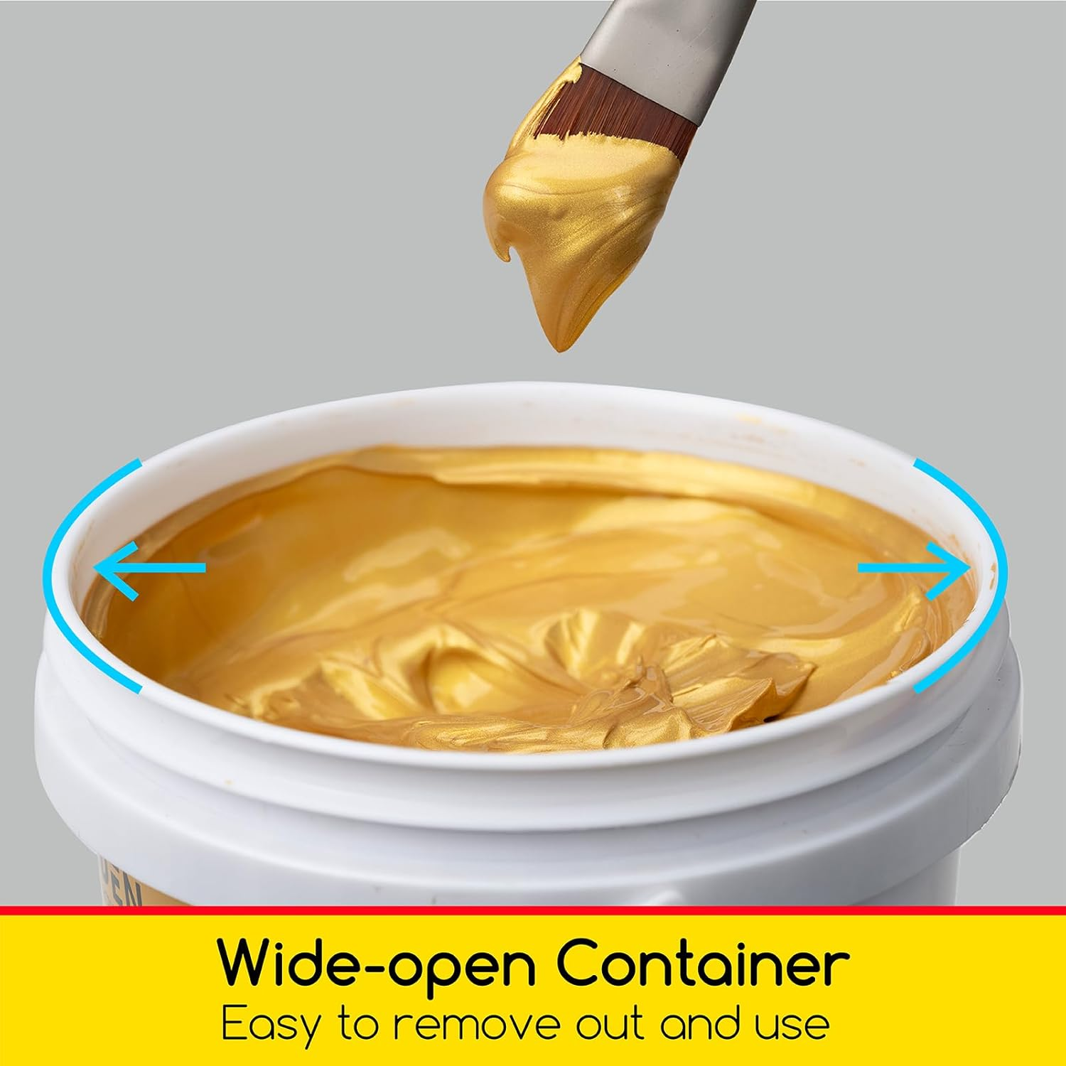 MEEDEN Metallic Gold Acrylic Paint: 1L Heavy Body Gold Paints for Painting on Canvas Crafts Wood Metal Plastic Wall Gift Wrapping - Silver image number 3