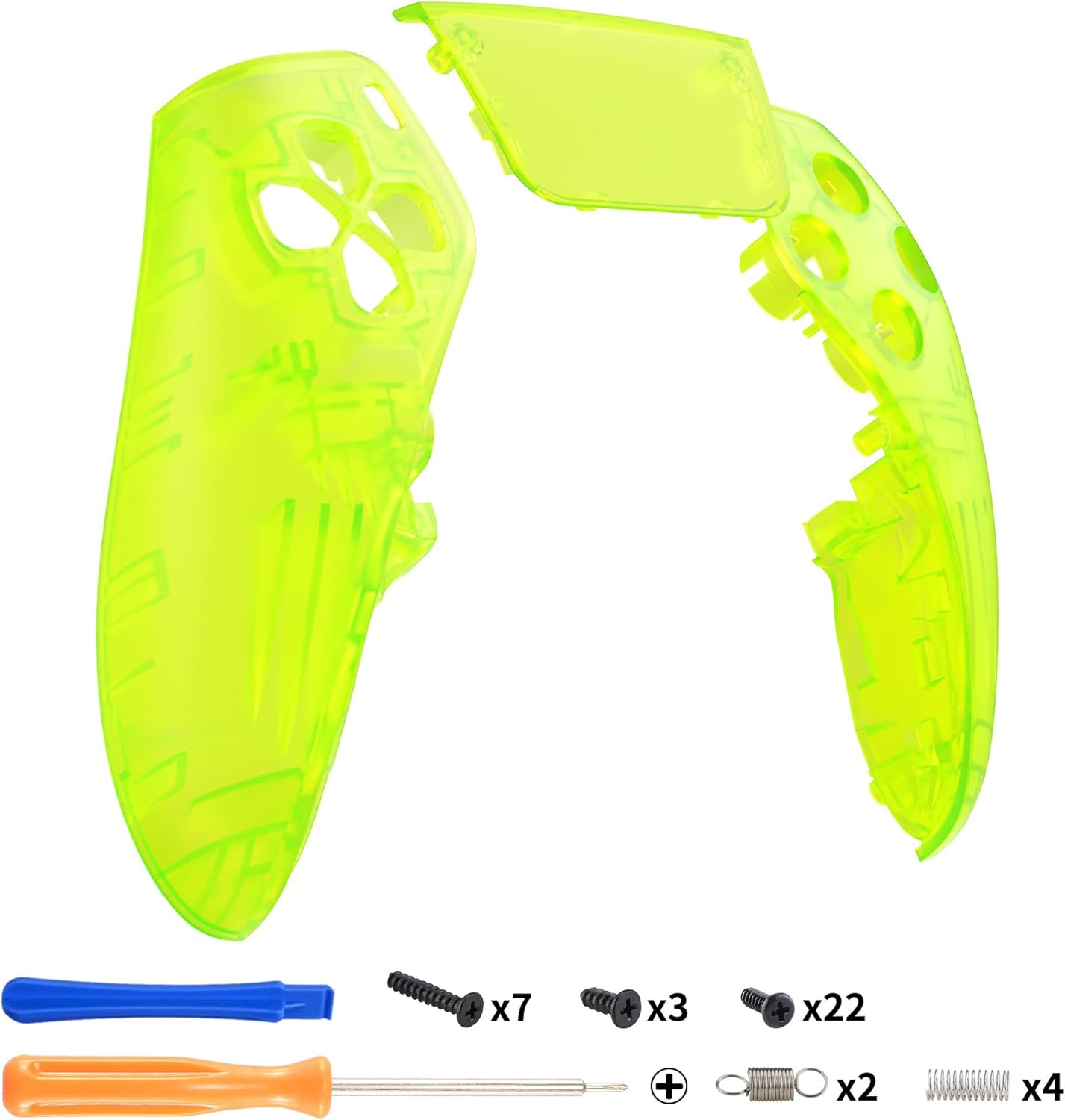 Extremerate Left Right Front Shell and Touchpad Compatible with P S 5 Edge Controller, Clear Lime Green Replacement Faceplate Shell Custom Touch Pad Cover Compatible with P S 5 Edge Controller image number 5