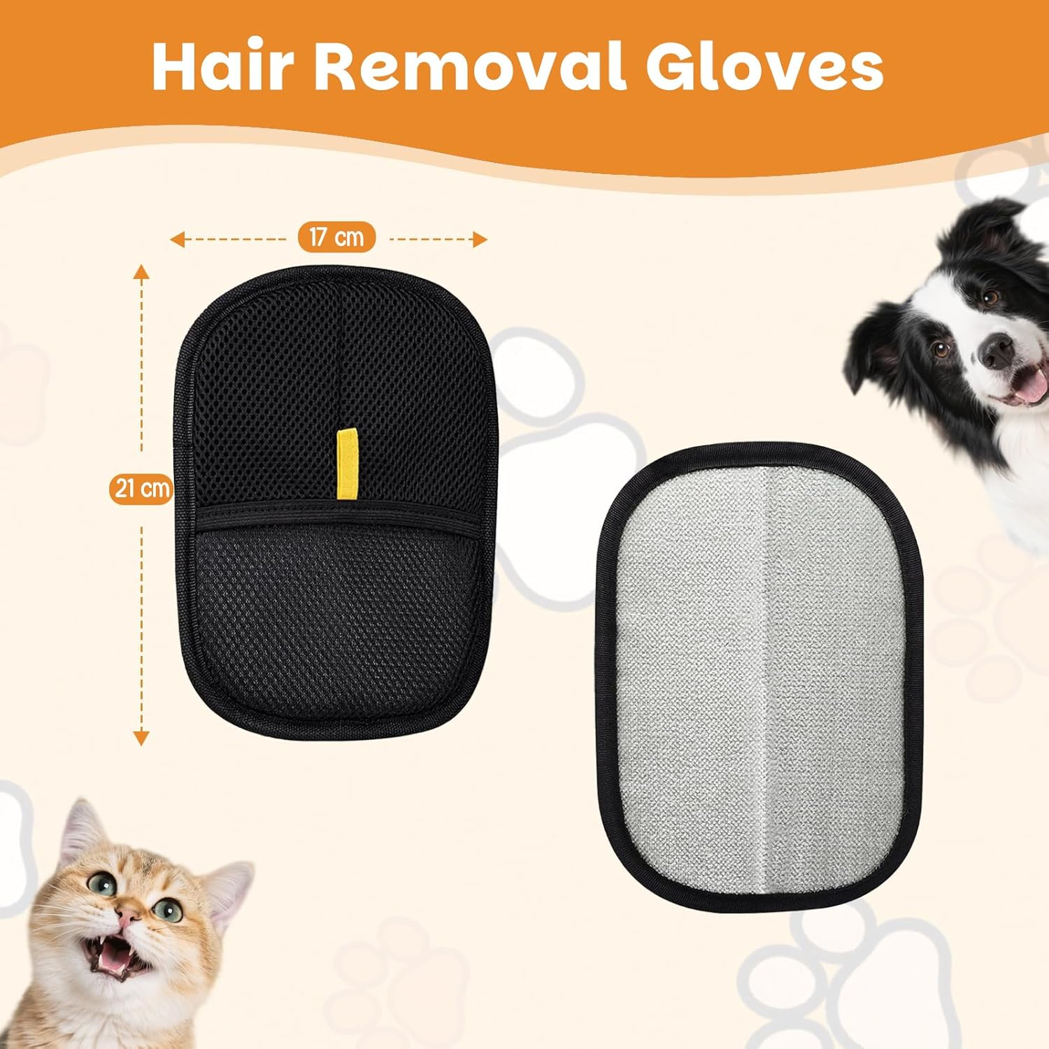 Ouqiesli Pet Grooming Gloves - Hair Removal Cleaning Mitt for Cats & Dogs (3Pcs) image number 3