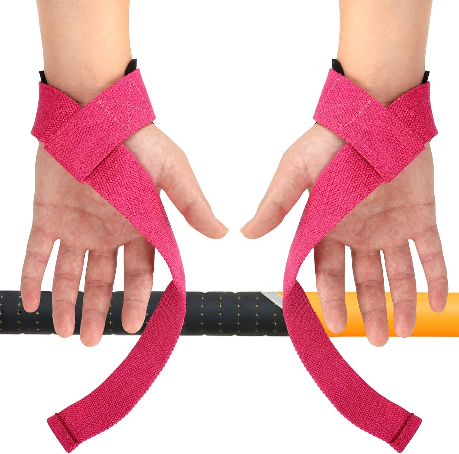 Viiotu Lifting Straps, Gym Straps with Neoprene Cushioned Wrist Pads, Weight Lifting Straps for Men & Women, Deadlift Wrist Straps for Powerlifting, Strength Training - Pink image number 1