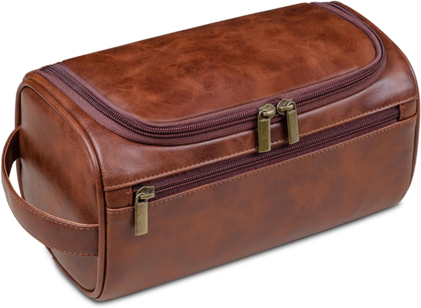 Toiletry Bag for Men, Large Leather Travel Pouch Bag with Hanging Hook,Travel Essentials Dopp Kit, Men'S Shaving Grooming Kit,Gifts for Father, Dad, Boyfriend, Grandpa, Shaving Kit