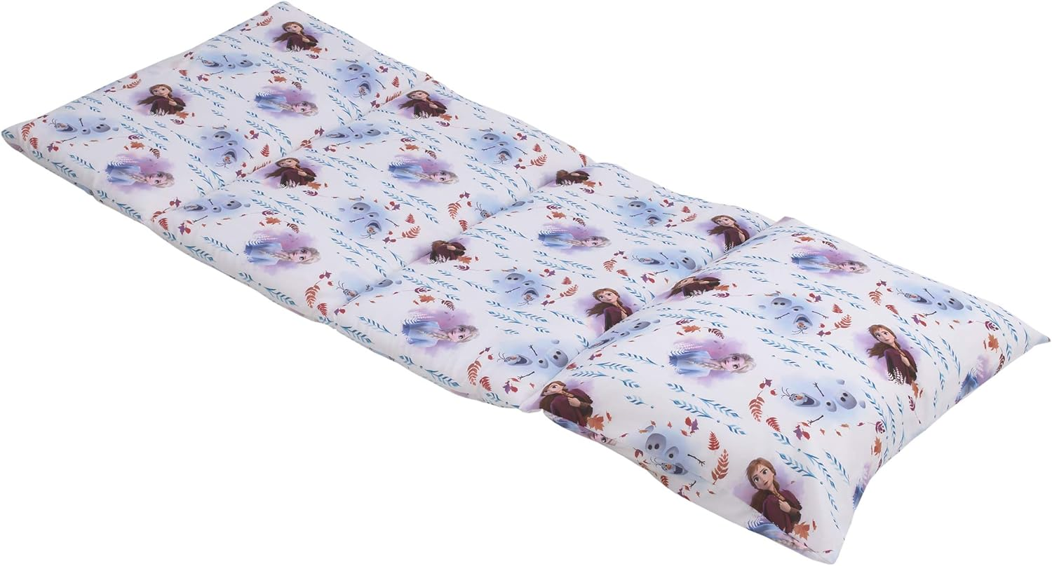 Disney Frozen 2 - Light Blue, Lavender & White All Deluxe Easy Fold Nap Mat, Light Blue, Lavender, White, Purple, 62X26 Inch (Pack of 1) image number 3