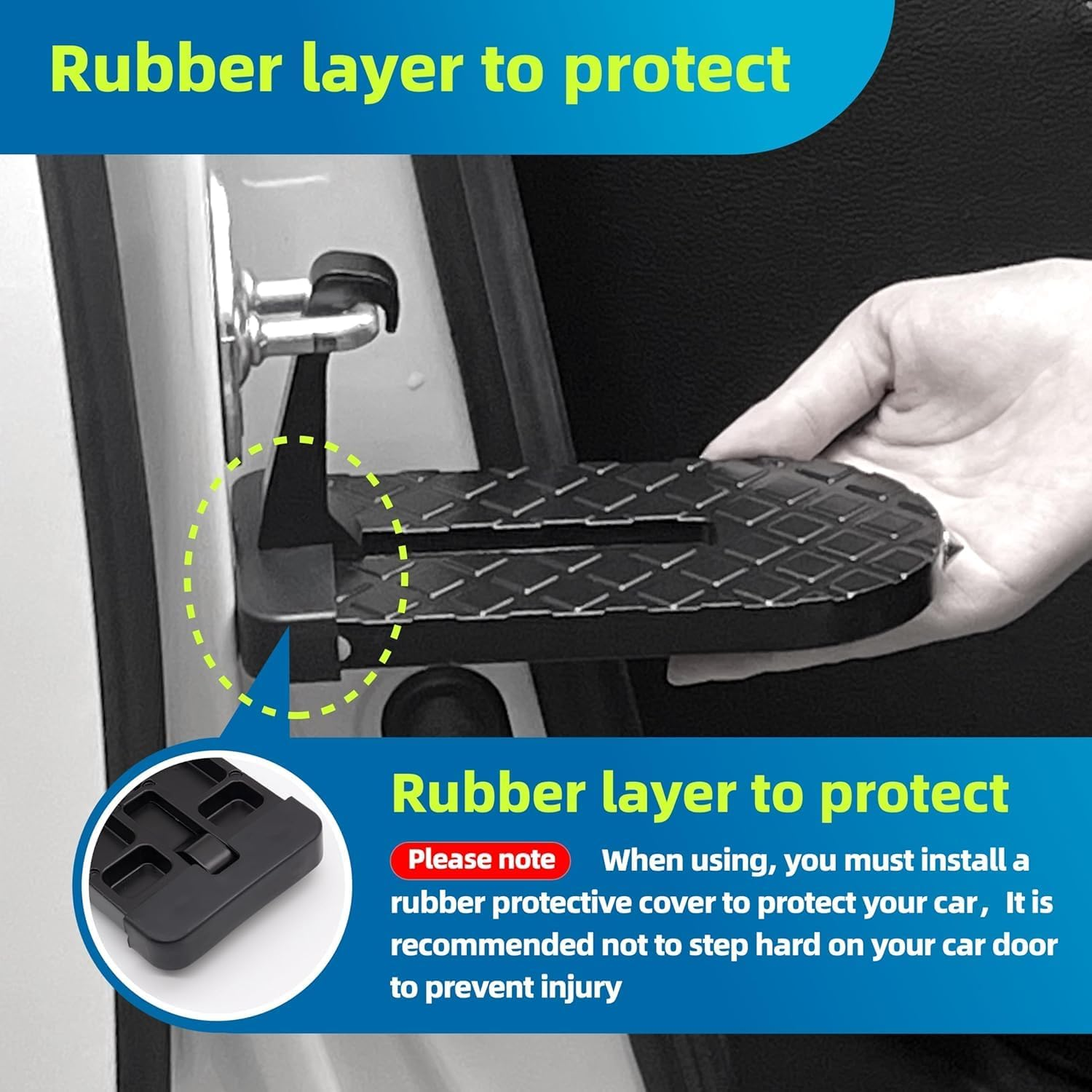 Car Door Step, Universal Fit Car Roof Access, Folding Aluminum Alloy Car Step, 400Lbs Load Capacity, Fits Most Cars, Suvs and Trucks (Black) image number 6