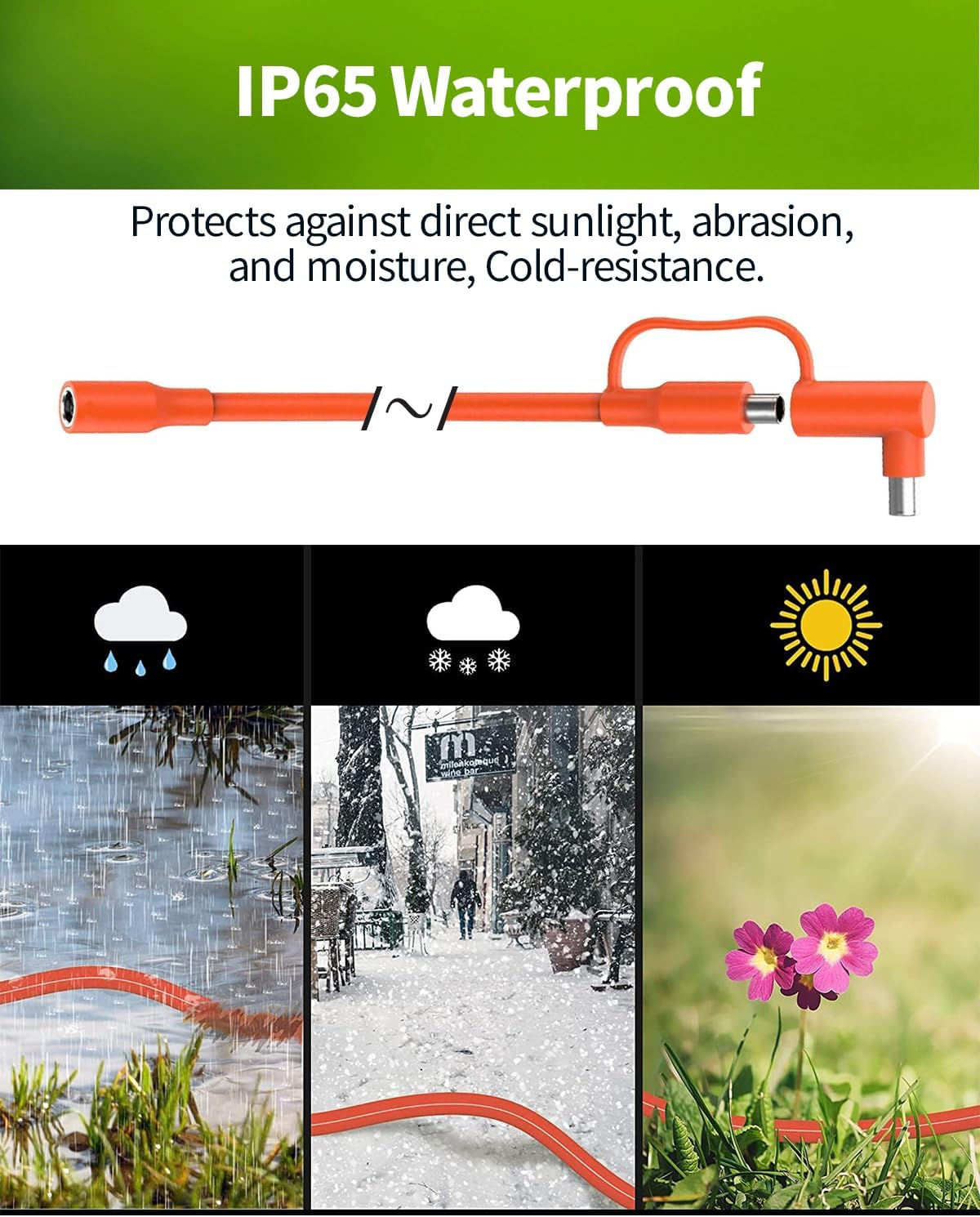 9M 12AWG Extension Cable for Solar Generators, 8Mm Female to Male DC7909 Solar Panel Cable Cord with DC8020 Right Angle Adapter Compatible with Jackery, GZ Yeti, Aker, Portable Power Stations image number 1