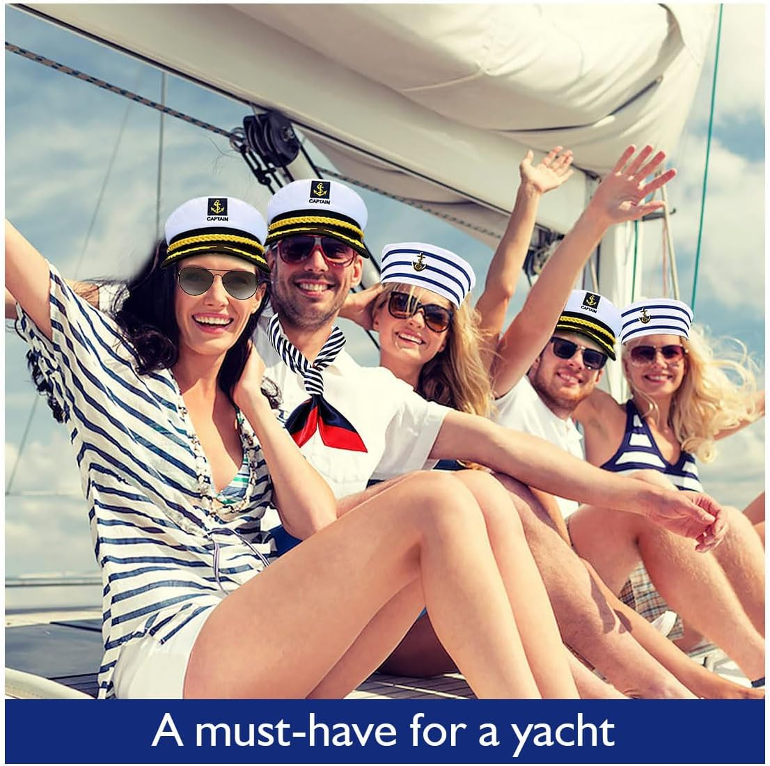 Yacht Captain Hat,Costume Accessory for Navy Masquerade Party,Marine Admiral Adjustable Hat image number 4