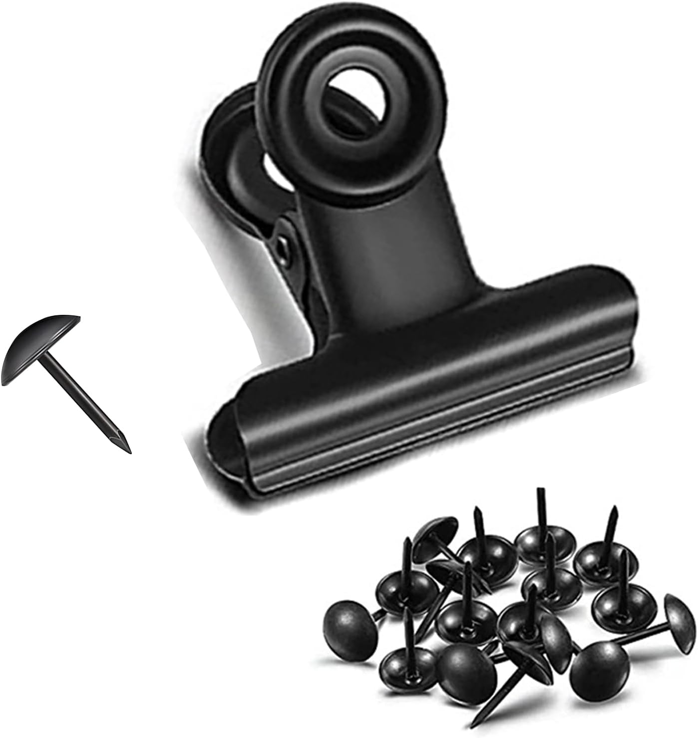 20 Pack Bulldog Clips with Push-Pins for Corkboard,Metal Clips for Crafts, Metal Binder Clips for Pictures, Spring Paper Clamps for Office Documents (Rose Gold,1.2Inch) image number 2