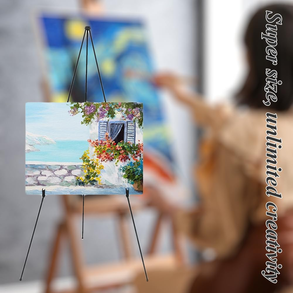 TOMVAES Art Display Easels with Adjustable Function, Portable Metal Painting Easel, Tripod Metal Display Stand for Home School Supplies Shop and Various Ceremonies 63 Inch (Black) image number 5