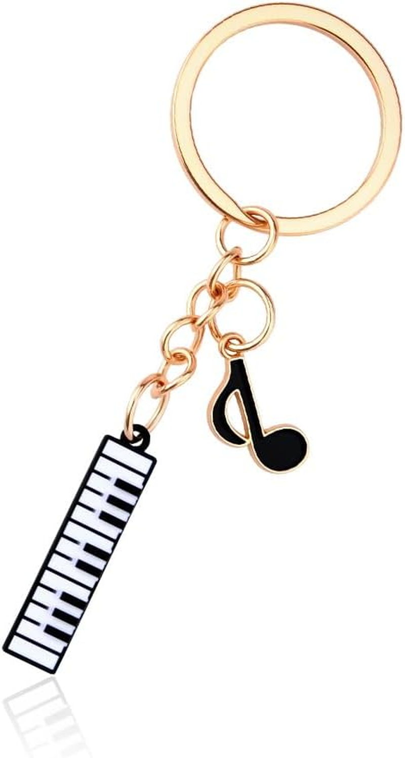 Yaozeio Gold Music Themed Gift Keychain for Music Lovers Teacher Musical Note Key Ring for Student Christmas Birthday Gifts for Musician Piano Players Keyboard Piano Keychain Musical Gifts