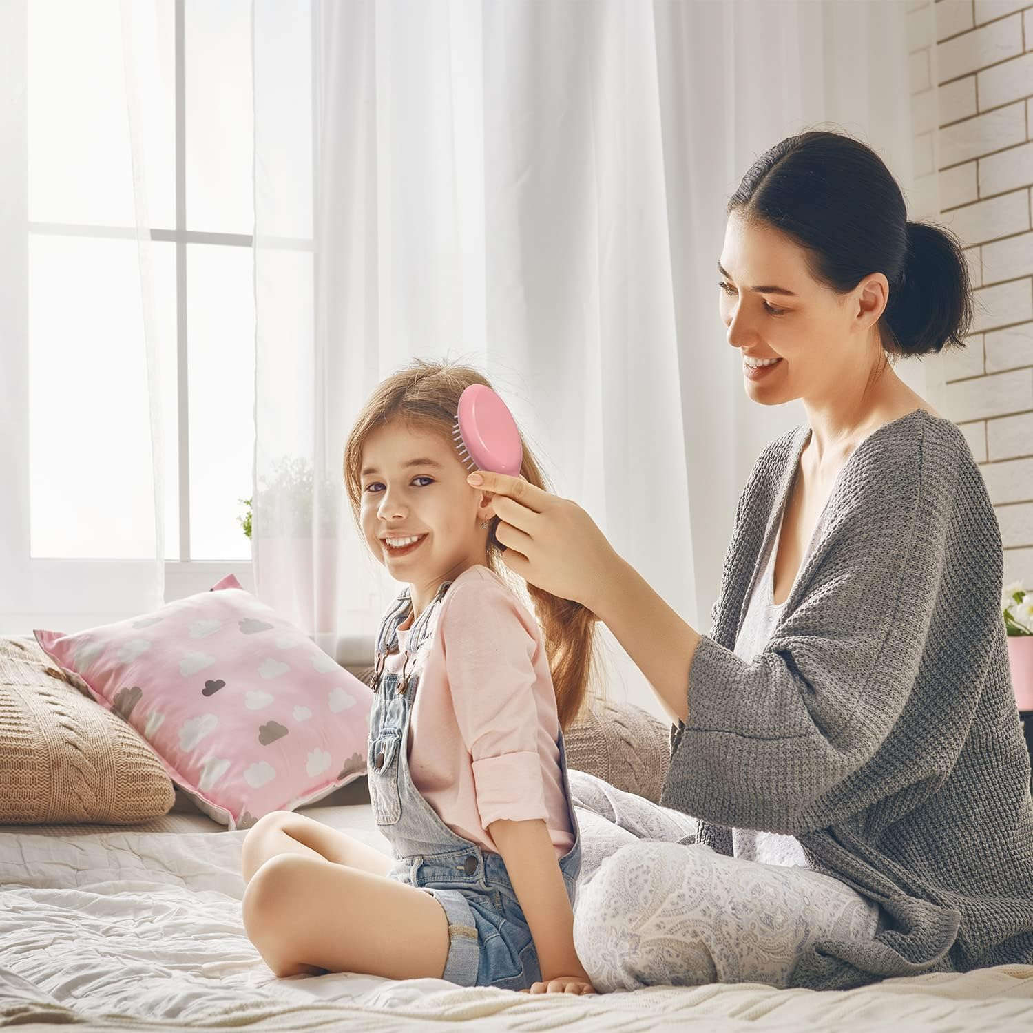 12 Pieces Mini Wet Hair Brush, Travel Detangling Brush, for Most Hair Types, with Ease Knots without Tears or Breakage, Multicolor image number 5