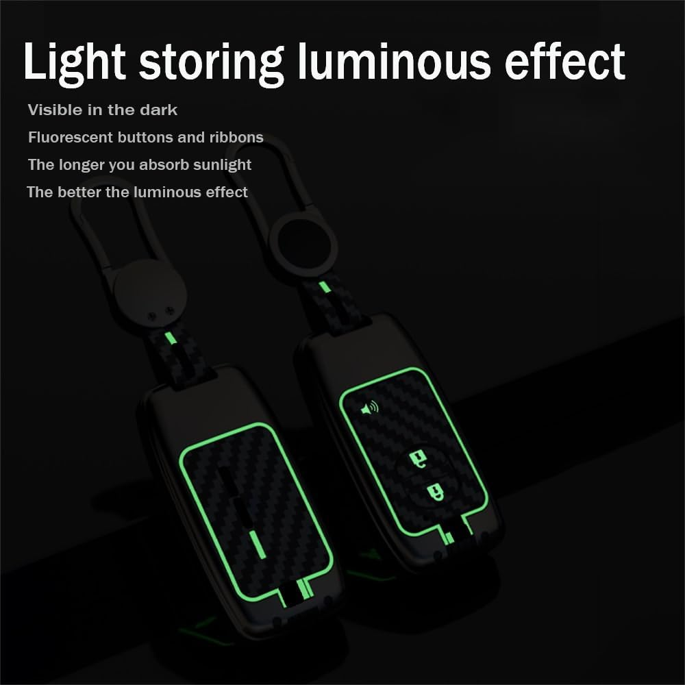 Ontto Luminous Car Key Fob Cover Fit for Toyota 4Runner Avalon Camry Corolla Land Cruiser Venza RAV4 Subaru BRZ Key Holder Metal Smart Shell Case Keyring Keychain Auto Styling Accessories - 3 Buttons Klaxon-Black image number 4