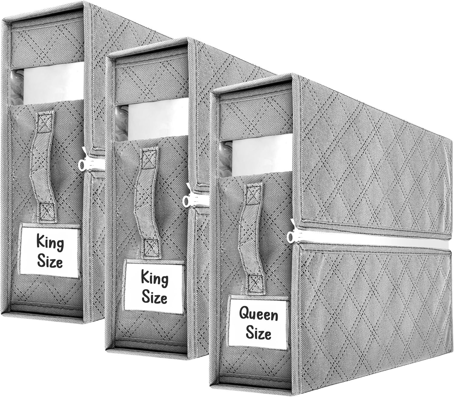 Bed Sheet Organizers and Storage W/Dual Zippers to Resist Collapse (3 Pack)- Versatile Linen Storage Organizer - Protective Bed Sheet Storage Organizer - Durable Bed Sheets Organizer for Linen Closet image number 3