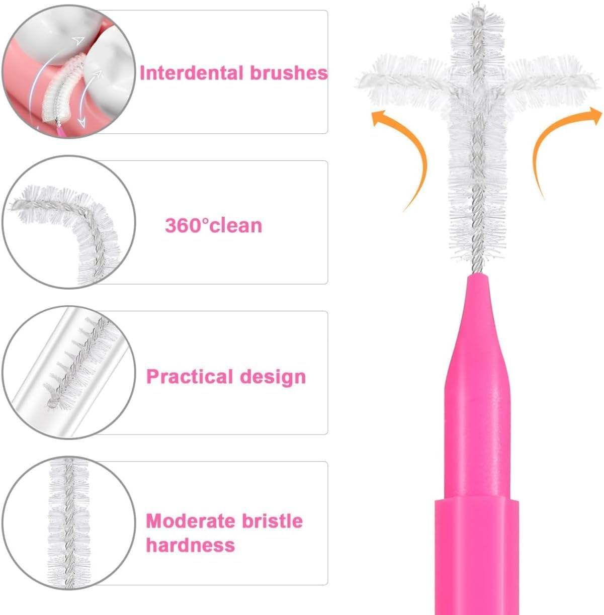 125 Pcs Interdental Brush for Braces &ndash; Dental Tooth Flossing Heads, Soft & Disposable Oral Hygiene Flossers &ndash; Teeth Cleaners, Floss Picks, Orthodontic Tools image number 5