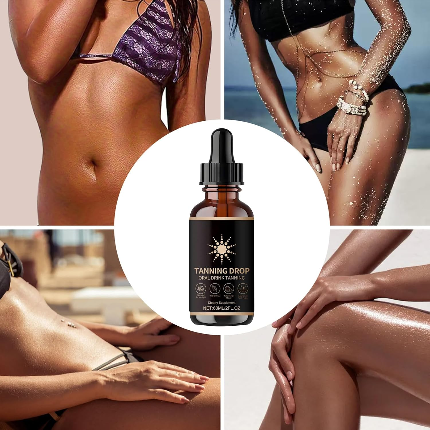 3Pcs Sunless Tanning Drops to Drink &ndash; 3X60Ml Oral Tanning Drops for Water & Beverages, Natural Sunkissed Glowdrops for Face & Body, Vegans & Safe, No Sun Required image number 1