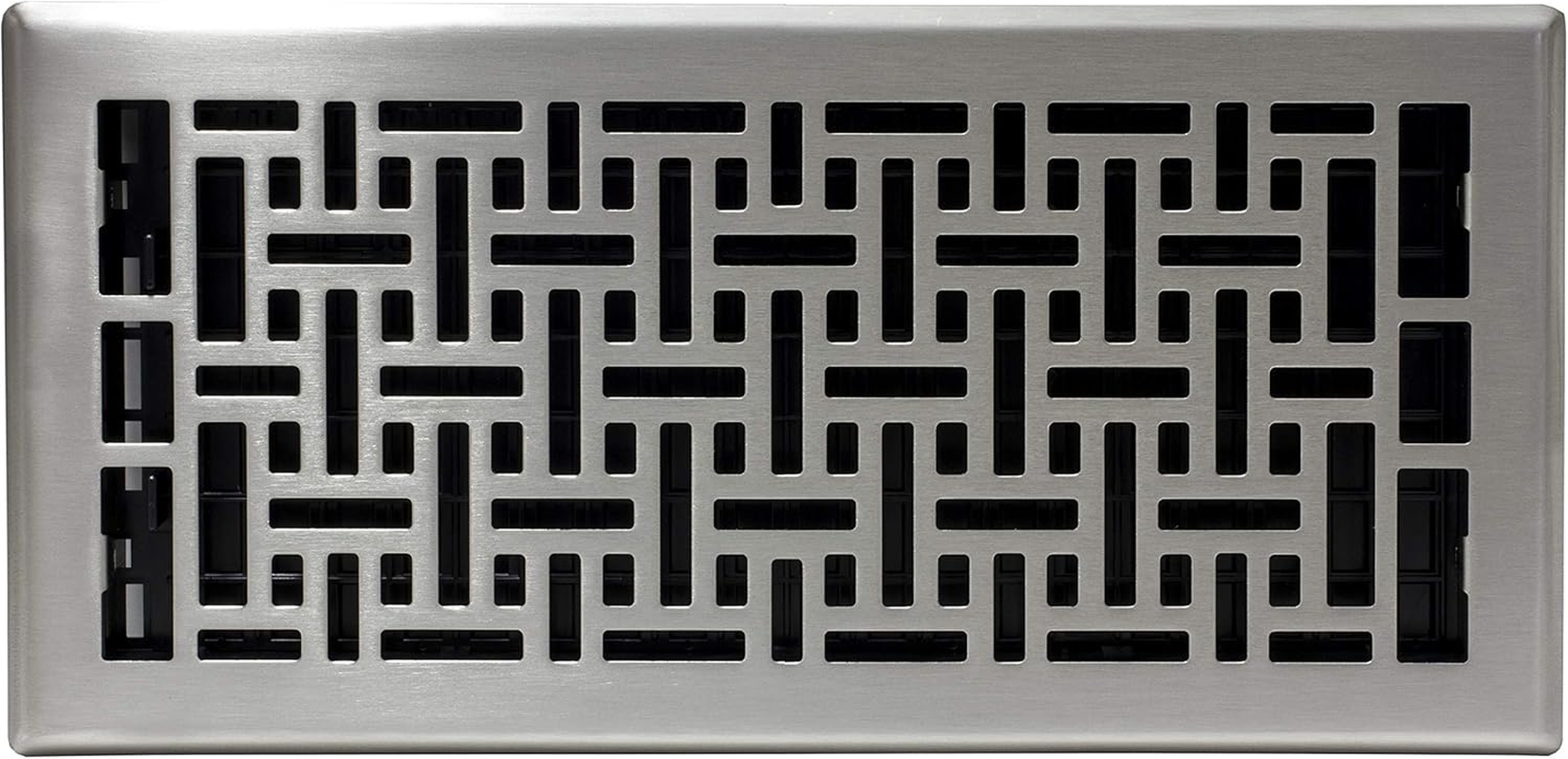 Decor Grates AJH614-NKL Oriental Floor Register, 6-Inch by 14-Inch, Nickel image number 1