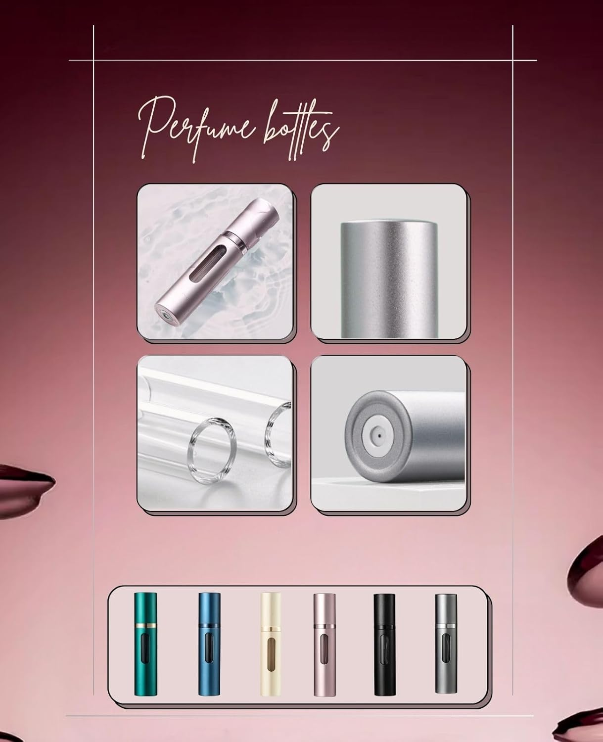 BRARIOS Perfume Atomizer Bottle with Visible Capacity for Men and Women, Refillable Portable Perfume Atomizer, Leak-Proof Pump Perfume Spray Bottle Atomizer (5Ml) (Black) image number 1