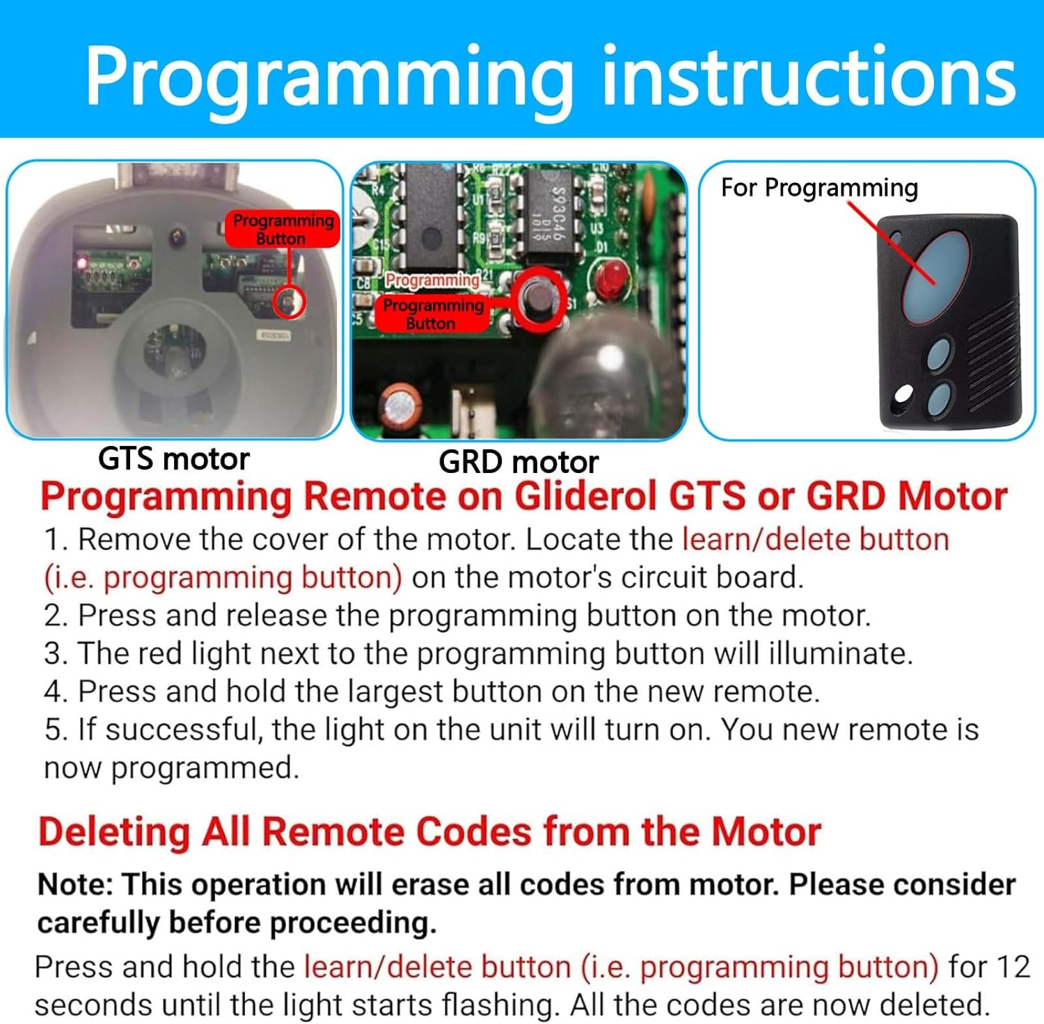 Garage Remote Controls Compatible with Gliderol TM-305C Garage Door Replacement Opener Remote for GRD2000 GTS2000 Garage Door Operator 315Mhz 3-Channel Garage Door Remote Control - 2 Pack image number 4