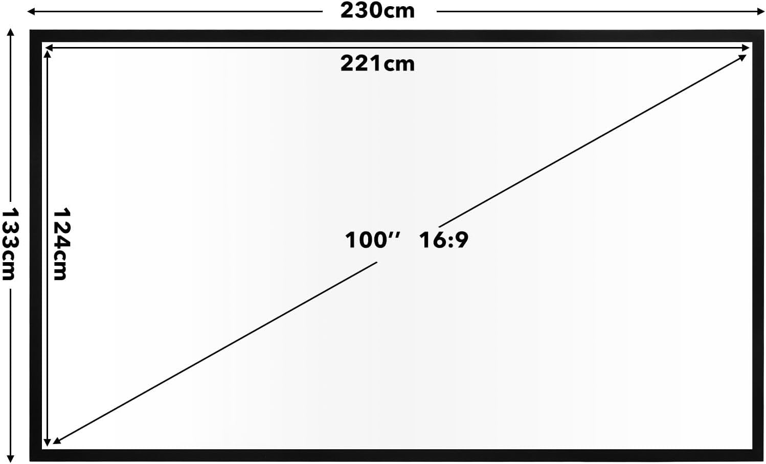 OGL Fixed Frame Projector Screen 4K Ultra HD 16:9 Large Home Movie Cinema Theatre Projection 3D Active Ready 100 Inch Diagonal image number 5