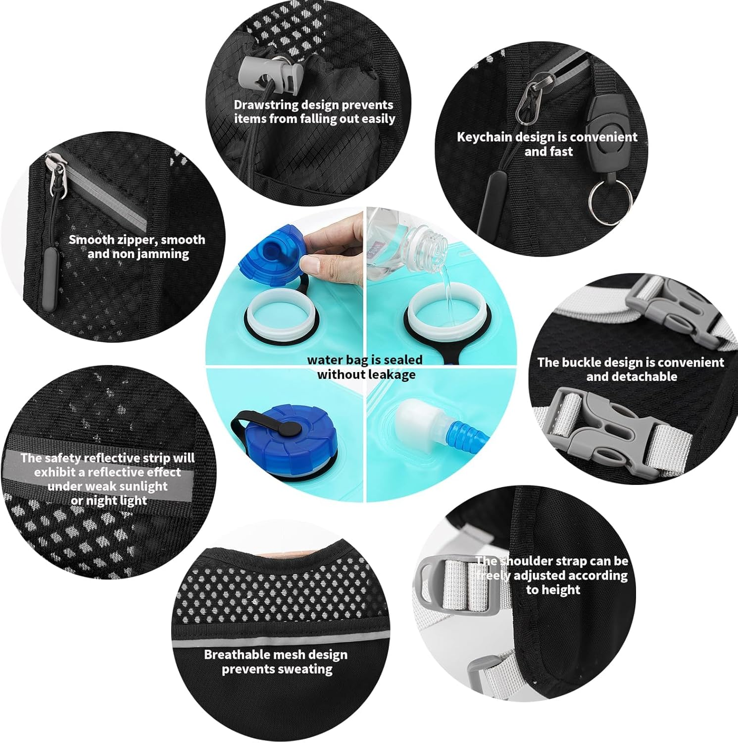 Running Vest, Running Backpacks Lightweight with 2L Water Bladder, Running Hydration Vest Hydration Backpack for Men & Women Trail Running, Cycling, Hiking & Marathons image number 3