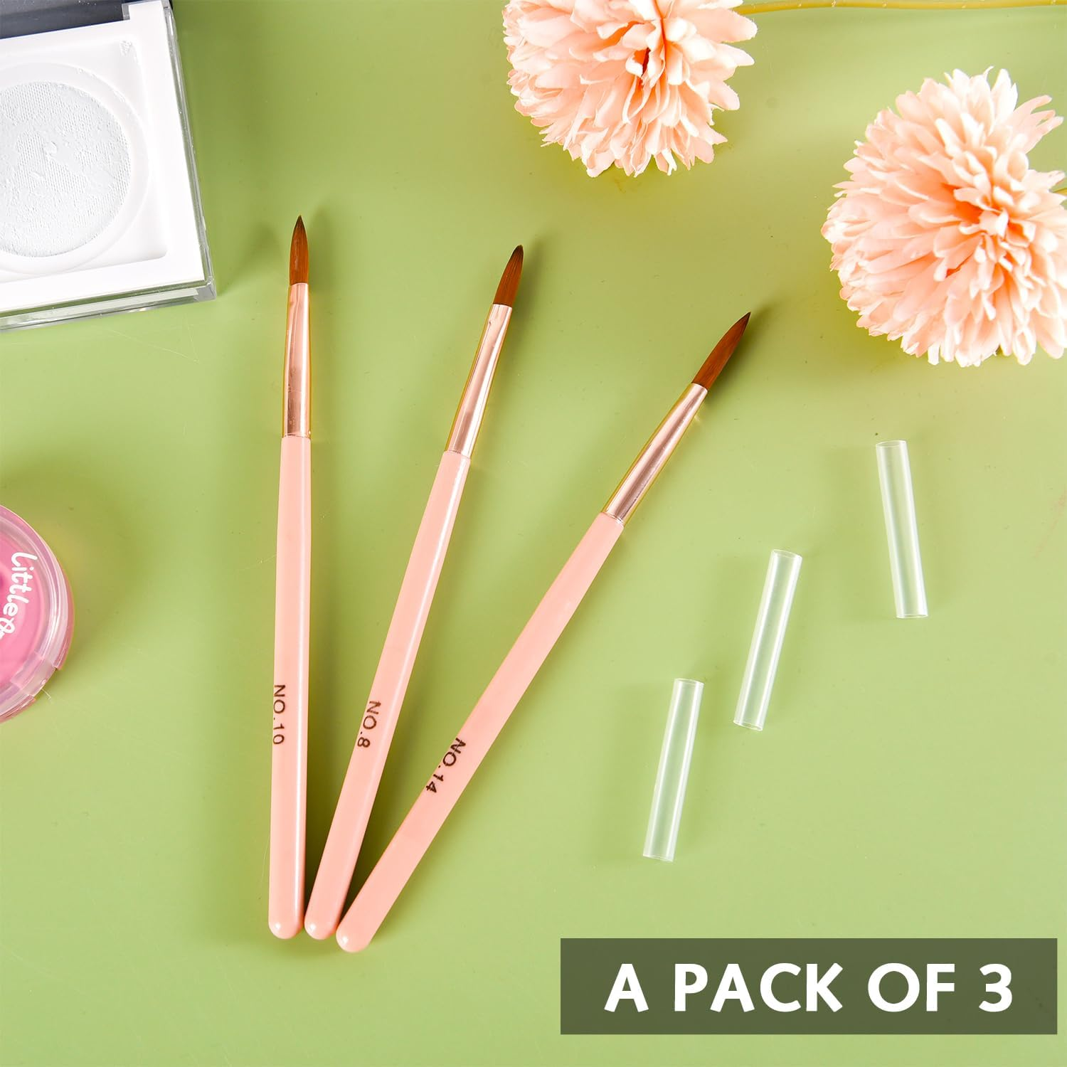 3 Pcs Acrylic Nail Brush Set for Powder,Size 8/10/14 Nail Brush Set,Nail Extension Art Women Gift Set,Professional Nail Brush for Manicure & Pedicure Nail Brushes for Professional Use image number 1