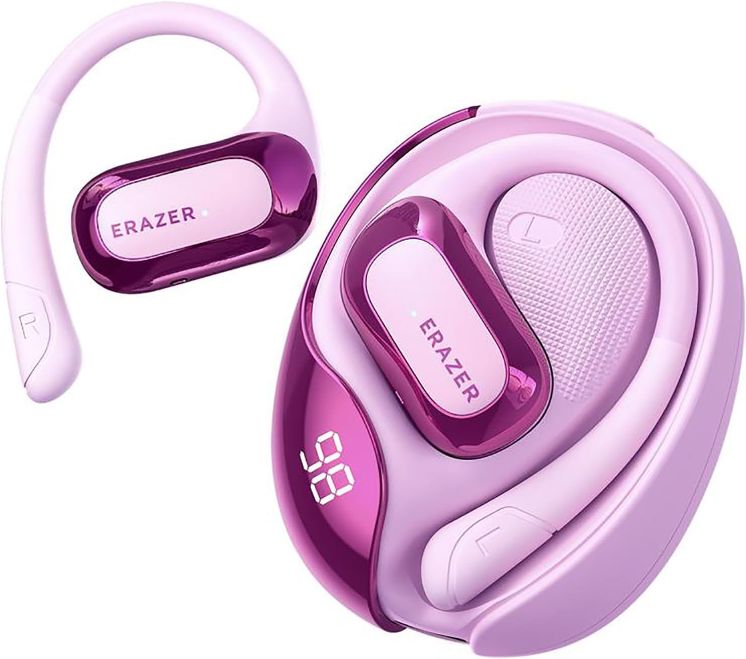 ERAZER X5 AI Translator Earbuds, 3-In-1 Translator Headphones in 135 Languages with APP, Bluetooth 5.4 Open Ear Headphones 40H Playtime with 13Mm Dynamic Driver Hifi Stereo for Ios & Android (Purple) image number 4