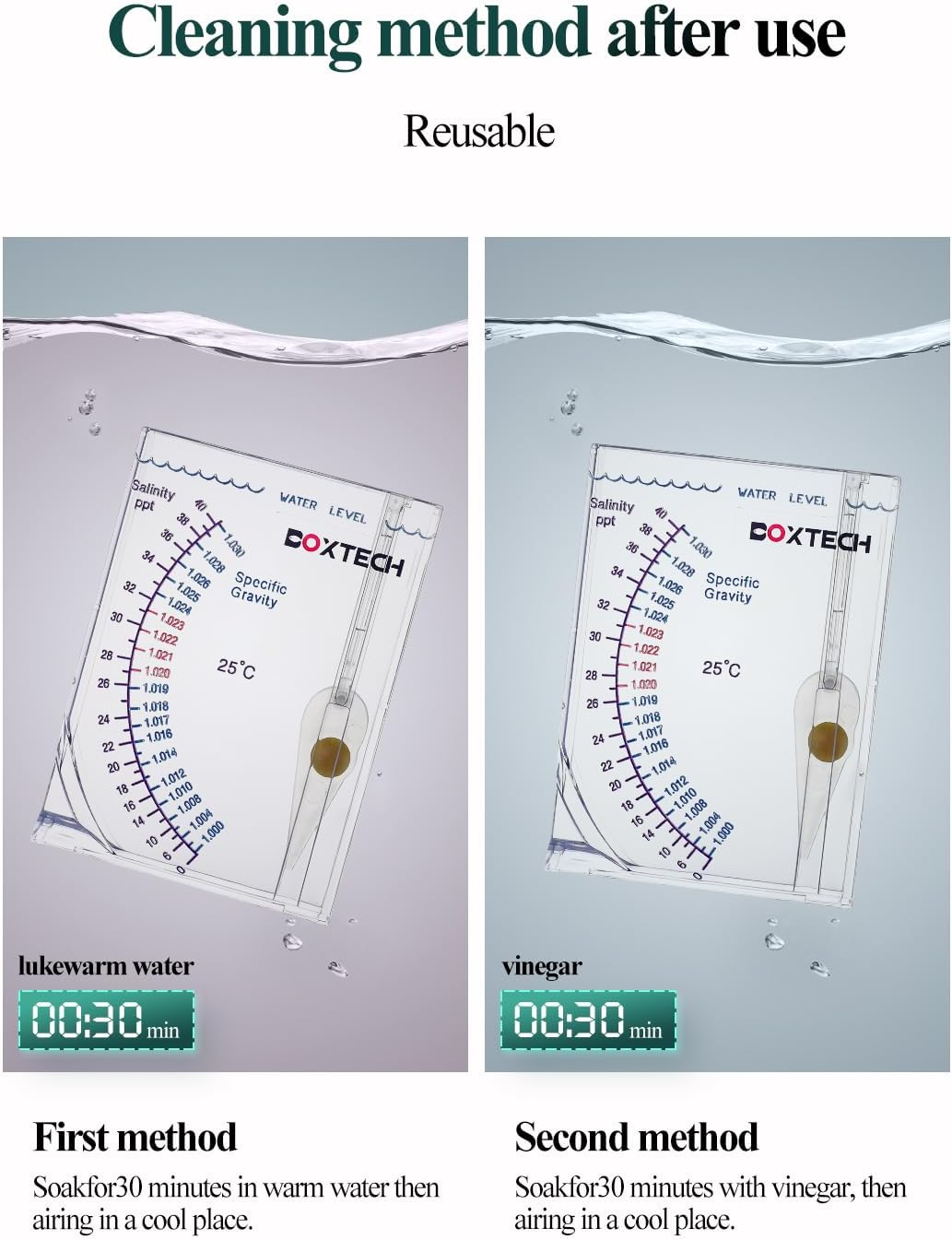 Boxtech Aquarium Marine Test, Sea Saltwater Hydrometer, Reef Ocean Hydrometer Salinity Meter for Pool Aquarium Water Salinity Specific Gravity Test