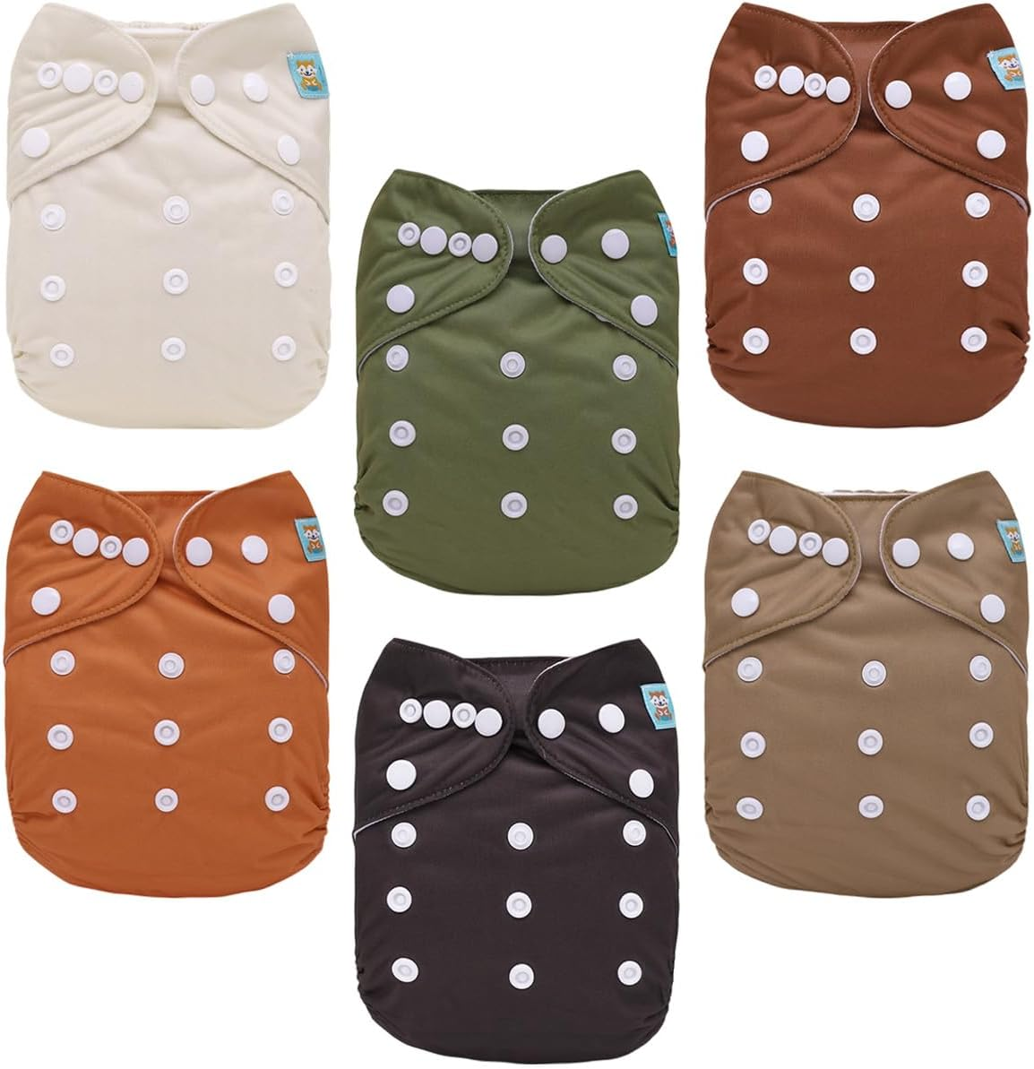 ALVABABY Baby Cloth Diaper 6 Pack with 12 Inserts One Size Cloth Diaper Covers Adjustable Washable Reusable for Baby Girls and Boys 6BM112-AU image number 1