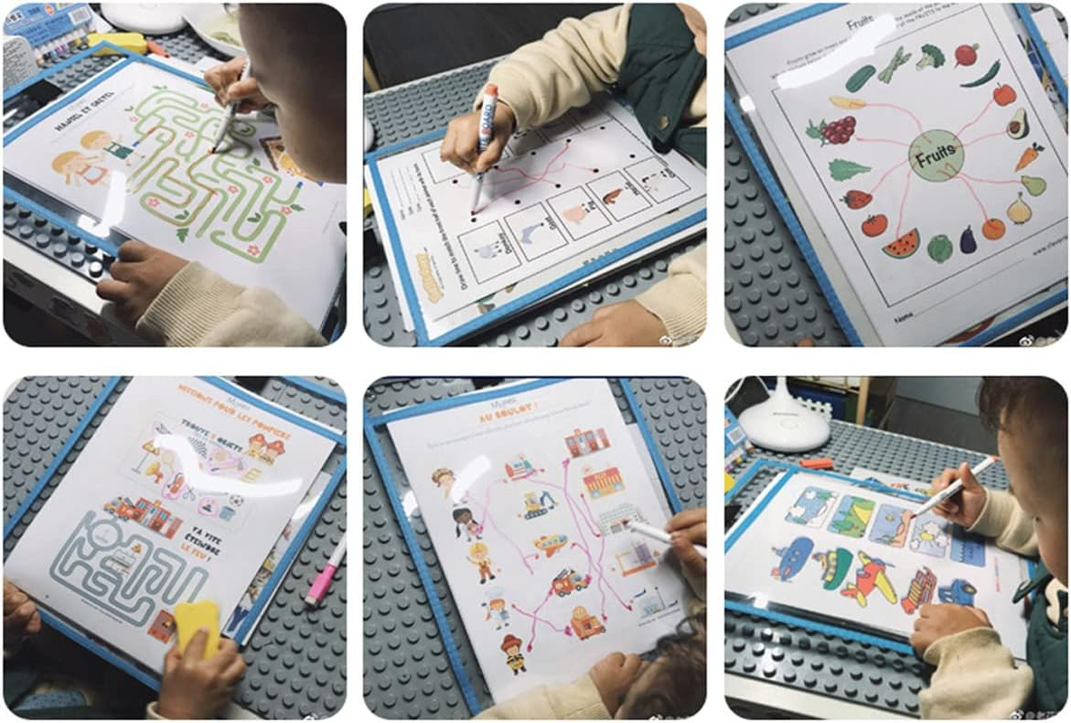 Dry Erase Pockets, 10 Pack Reusable Plastic Sleeves for Paper, Clear, Dry Erase Pocket Sleeves, Clear Document Sleeves,Clear Shop Ticket Holders image number 1