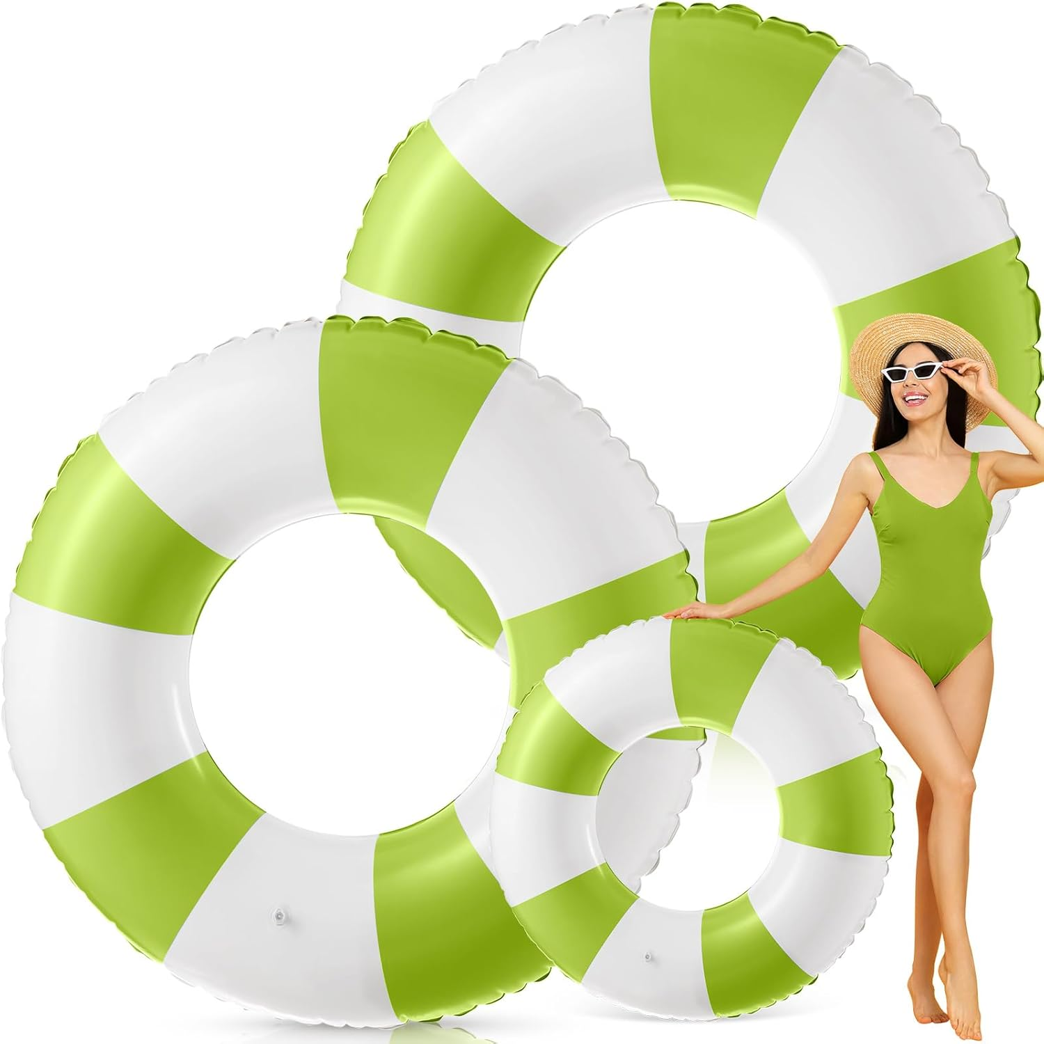 Jumbo Pool Floats Swimming Ring 47.24 Inch Inflatable Tube Pool Tube Striped Pool Rings for Kids Adult Swimming Pool Summer Beach Bachelorette Wedding Party Decor image number 6