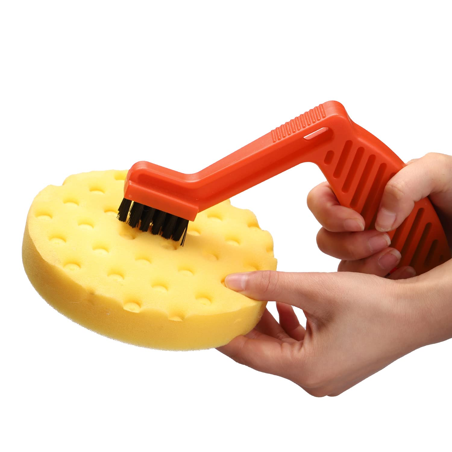 SPTA Wool Buffing Pad Cleaning Tool Set, Spur Tool + Foam Pad Brush, Car Buffing Pad Professional Cleaning Tool for Wool and Foam Pads image number 6