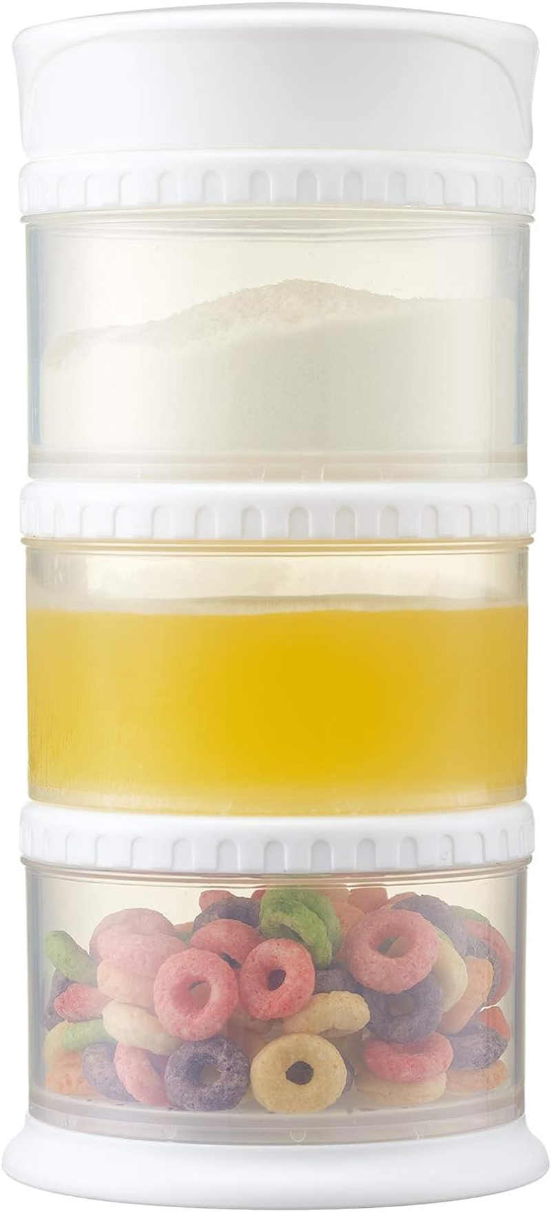 Innobaby Packin' Smart Stackable and Portable Storage System for Formula, Liquid, Baby Snacks and More. 3 Stackable Cups in White. BPA Free. - White