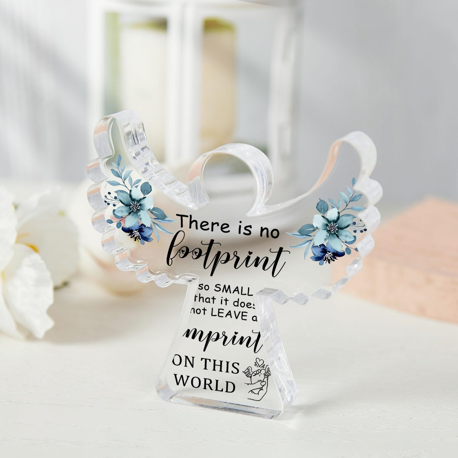 Sympathy Gifts, Miscarriage Gifts for Mothers, Remembrance Gift, Remember Me Grieving Present, Baby Footprint Memorial Angel Acrylic Decor, Funeral in Memory of Loss of Baby, Infant Loss Sympathy Gift image number 5